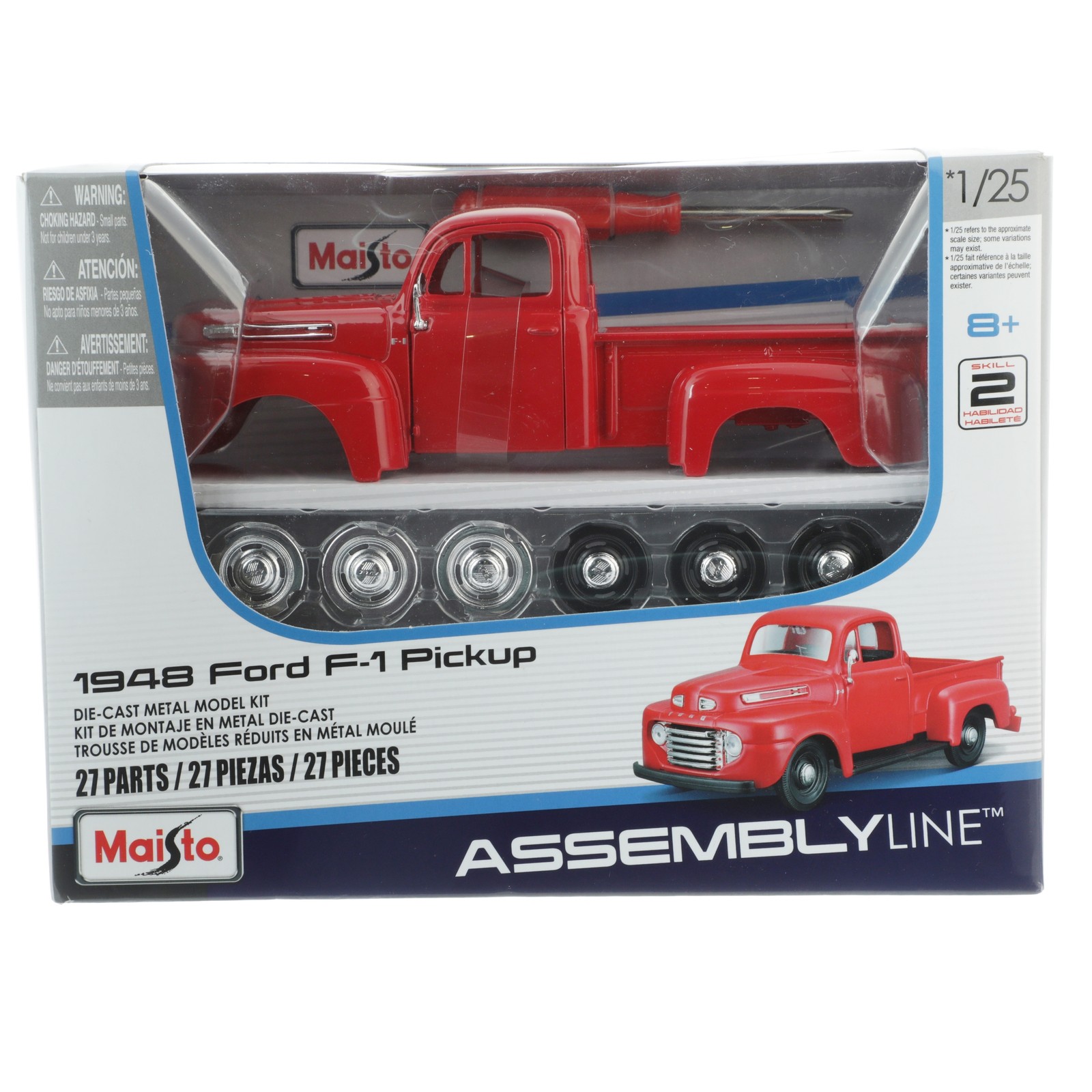 Modelo de coche 1:25 1948 Ford F-1 Pick-up rojo (N/P Maisto)