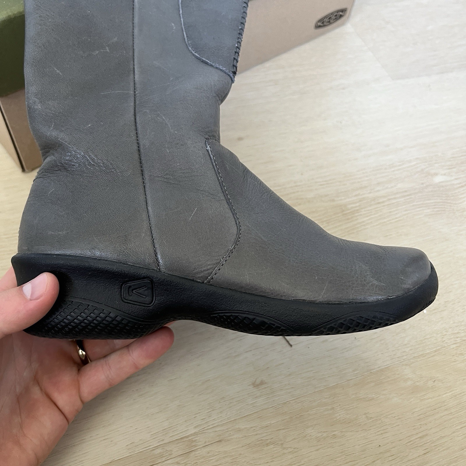 Stivali equitazione Keen Bern Baby Bern alti impermeabili pelle zip laterale intera donna 8