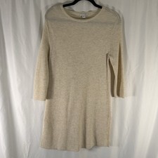 J Jill Wool Blend Sweater Dress Women's XS Ivory Knit Long Sleeve Round Neck