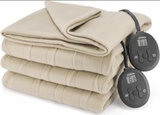 SUNBEAM ROYAL ULTRA FLEECE HEATED BLANKET KING SIZE 90" X 100" - PEBBLE