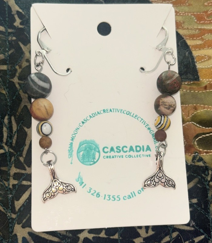 NIP Dangle Earrings/Silver tone, mermaid tail stone earrings 