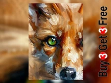 Intense Fox Gaze 5"x7" Print on Matte Paper | Striking Wildlife Painting Art