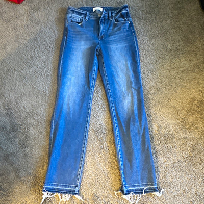 Risen Jeans Bootcut Blue Denim Stretch 5-Pocket Button Women's Jeans 28