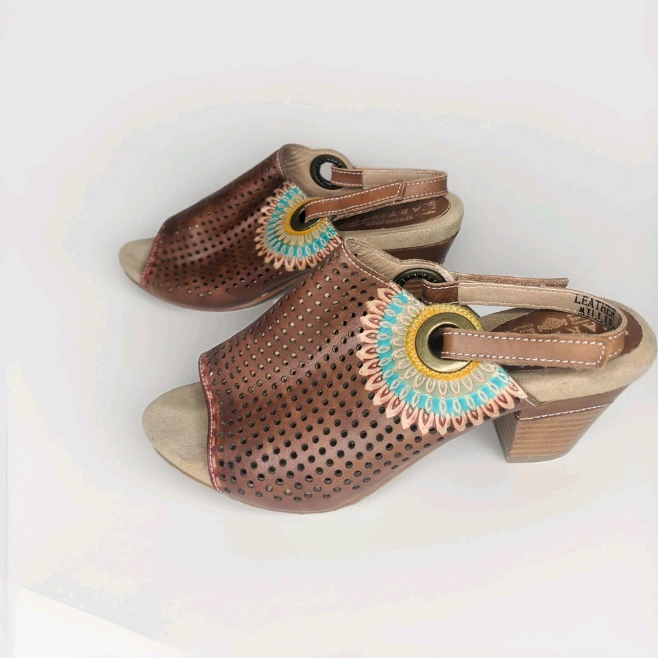 L'ARTISTE Spring Step Millie Boho Heel Slingback Sandals Leather US 6.5-7 - Image 3 of 4