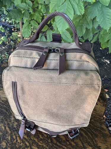 Canvas Lthr Schulter Rucksack Reiserucksack Sling Bag Umhängetasche Messenger Bag - Bild 2 von 16
