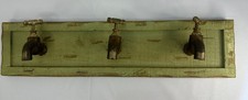 Vintage Wooden Wall Coat Rack with 3 Cast Iro...