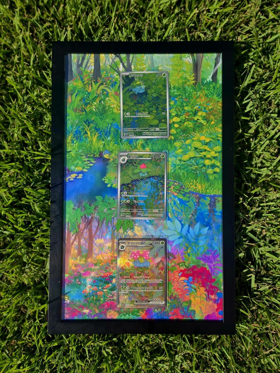 Pokemon 151 Bulbasaur, Ivysaur, Venusaur EX 8.5 x 14" Display Frame  Extended Art