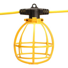 50FT Construction String Caged Lights 5 Sockets 12/3 No Lamps