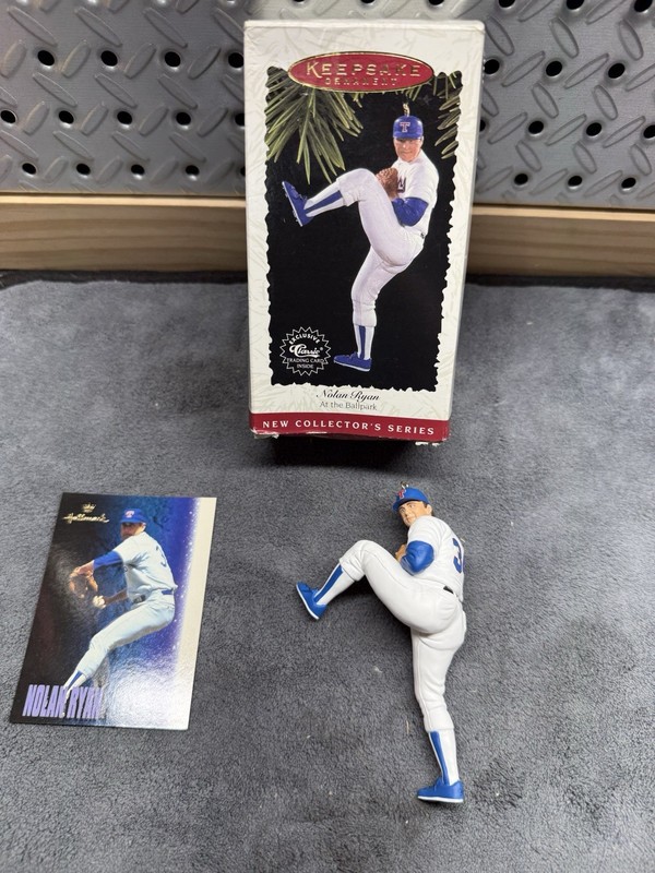 Nolan Ryan Hallmark Keepsake Ornament 1993 Topps Stadium Club Master Card