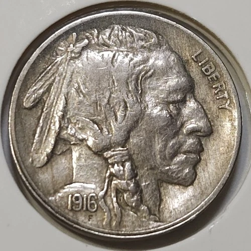 1916-P Buffalo Nickel - AU - Split Tail, Nice!