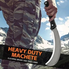 Billhook Sickle Machete for Cutting Trees Heavy Duty Machetes, Cold black 