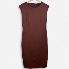 Tahari Sleeveless Brown Midi Sheath Dress Classic Minimalist Silhouette Size 6