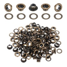 50 Set Grommets Eyelets Kit 6mm Brass Eyelets with Washers Brown