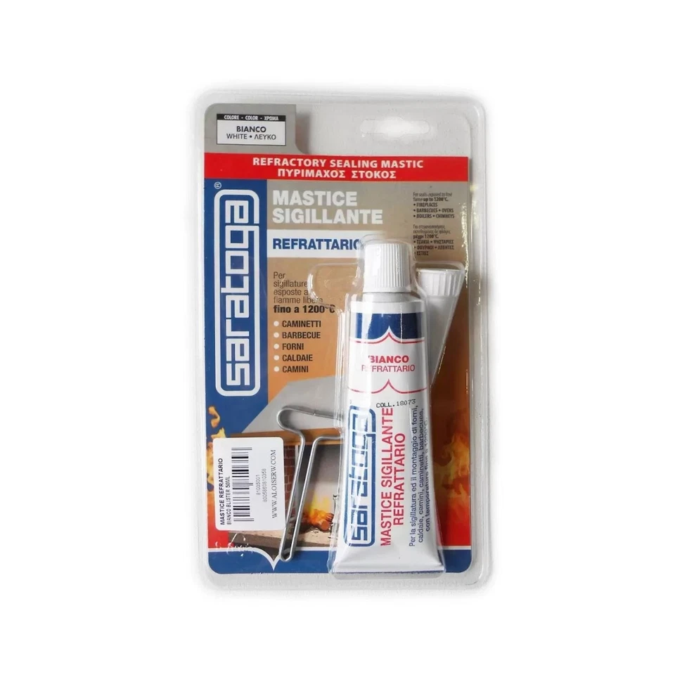 Silicone Mastice Sigillante Refrattario Saratoga Alta Temperatura Bianco Blister