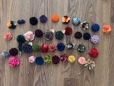 40 PCs Assorted Styles Handmade Men  s Flower Lapel Pin Floral Boutonniere