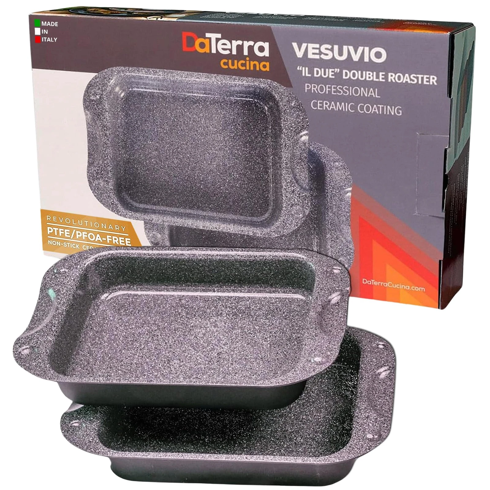 - Nonstick Ceramic Coated Dual Roasting Pan Set – 2 Identical Pans, Oven Safe...