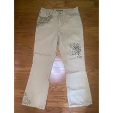 Lauren Jeans Co, Ralph Lauren, Tan Floral Bootcut Jeans Size 12