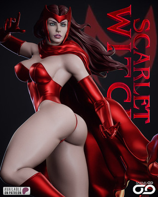Scarlet Witch, Wanda Maximoff, Avengers, MCU, sexy Pin-Up, 3D Druck, UNBEMALT