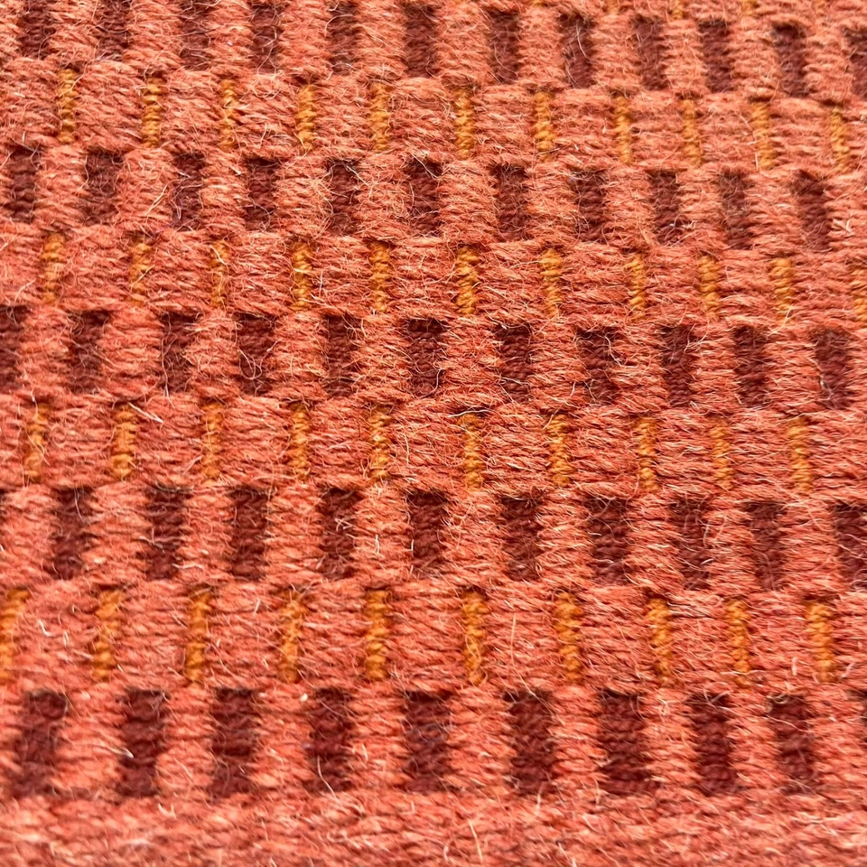 Crate and Barrel Hanson Runner Rug 2.5' x 7' Pumpkin Square Cotton Wool - Image 3 of 4