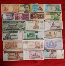 🔥 MIXED LOT 20 DIFFERENT WORLD PAPER MONEY BANKNOTES  FOREIGN  UNC FREE SHIPPIN