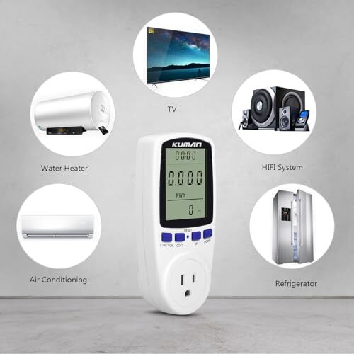KW47US Electricity Usage Monitor Plug Power Watt Voltage Amps Meter