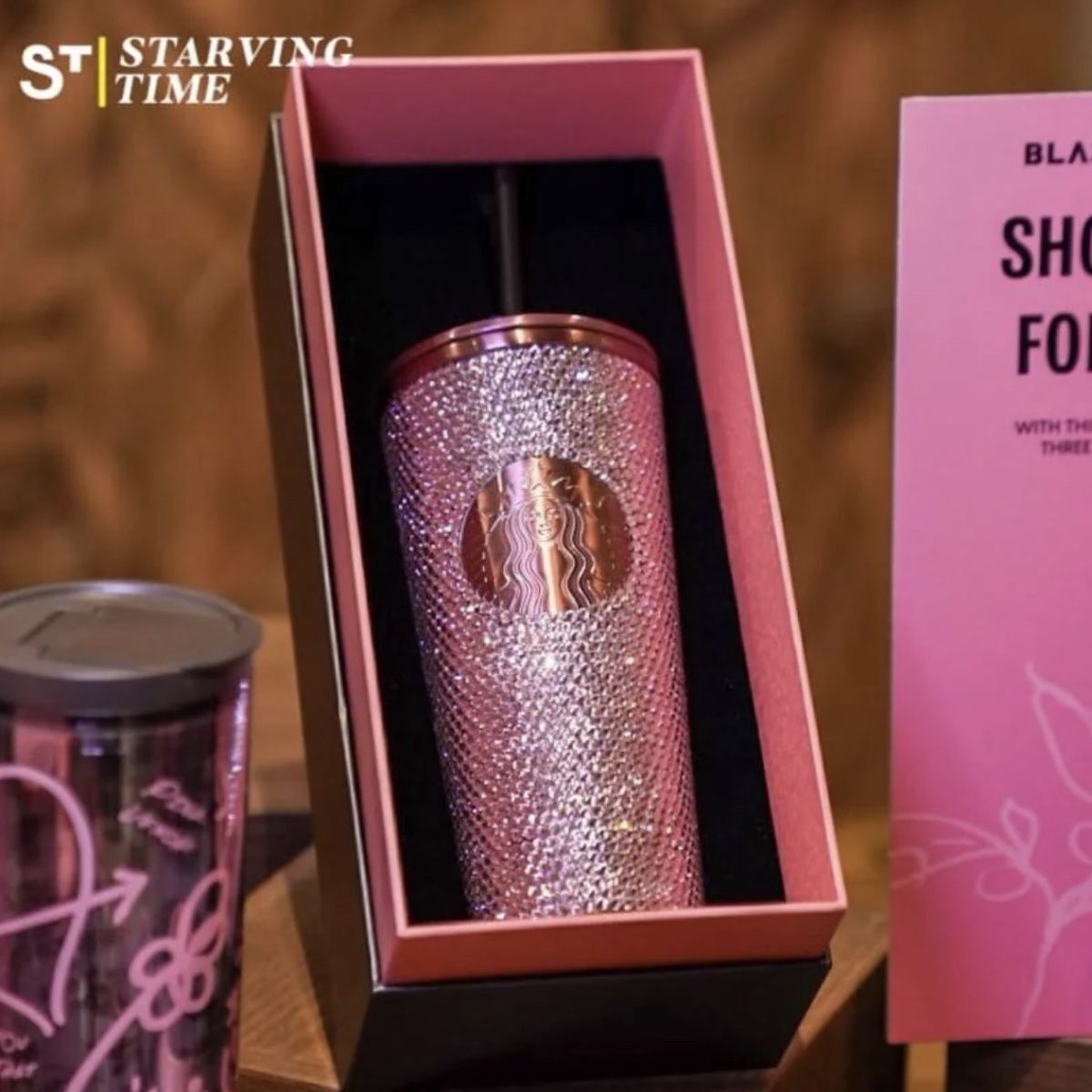 2023 Starbucks x Blackpink Rhinestone Bling Rose Gold Tumbler Limited