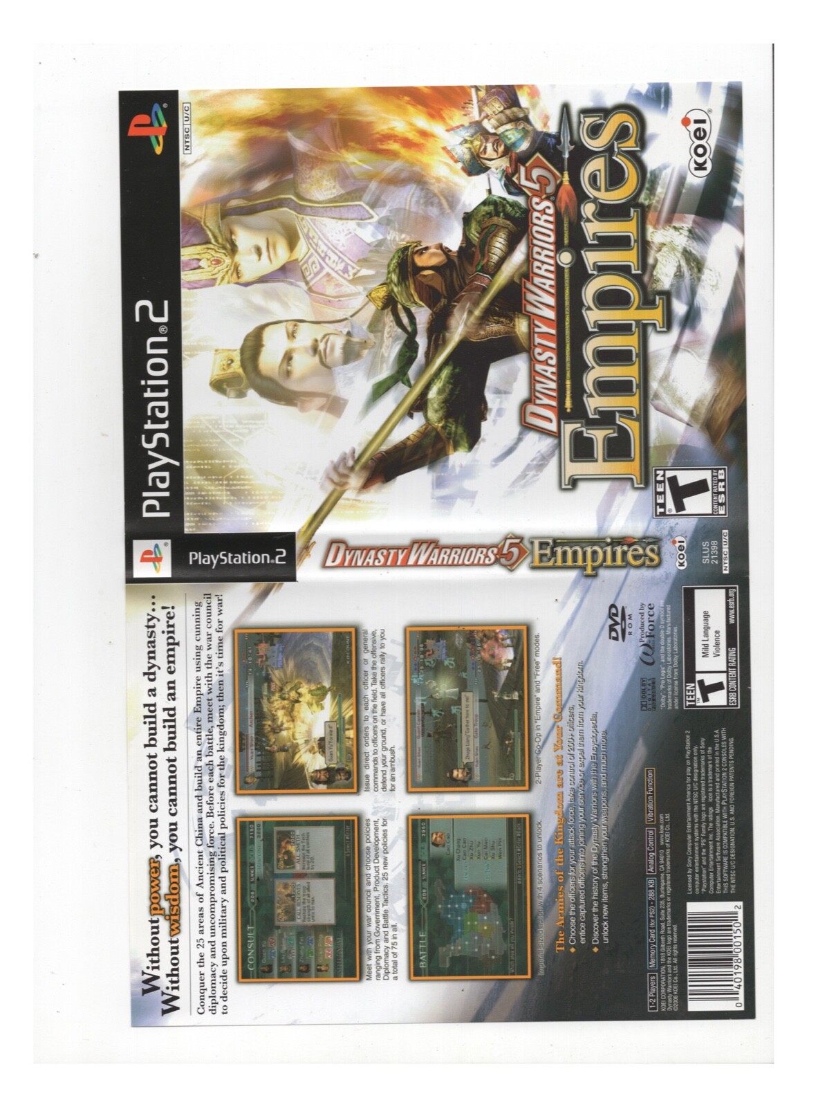  Dynasty Warriors 5 Empires - PlayStation 2 : Artist