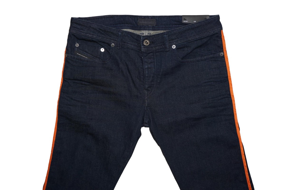 Diesel Jeans Orange Stripe Diesel 2019 D-STRUKT Slim Fit Mid Waist