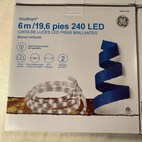 4 Boxen GE StayBright 240 LED 19,6 Fuß kalt hell weiß Weihnachten Band Lichter - Bild 3 von 5
