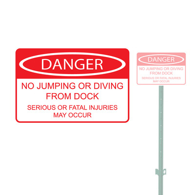 DANGER NO JUMPING OR DIVING FROM DOCK HEAVY DUTY ALUMINUM SIGN 10" x 15 ...