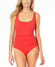 Anne Cole Women's Red Square-Neck One-Piece Swimsuit 8
