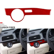 Red Carbon Fiber Headlight Switch Panel Cover Trim For VW Passat NMS B7 2012-19
