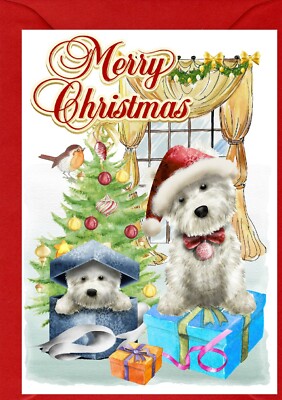 West Highland White Terrier / Westie (4''x 6'') Weihnachtskarte (innen leer) Nr. 2