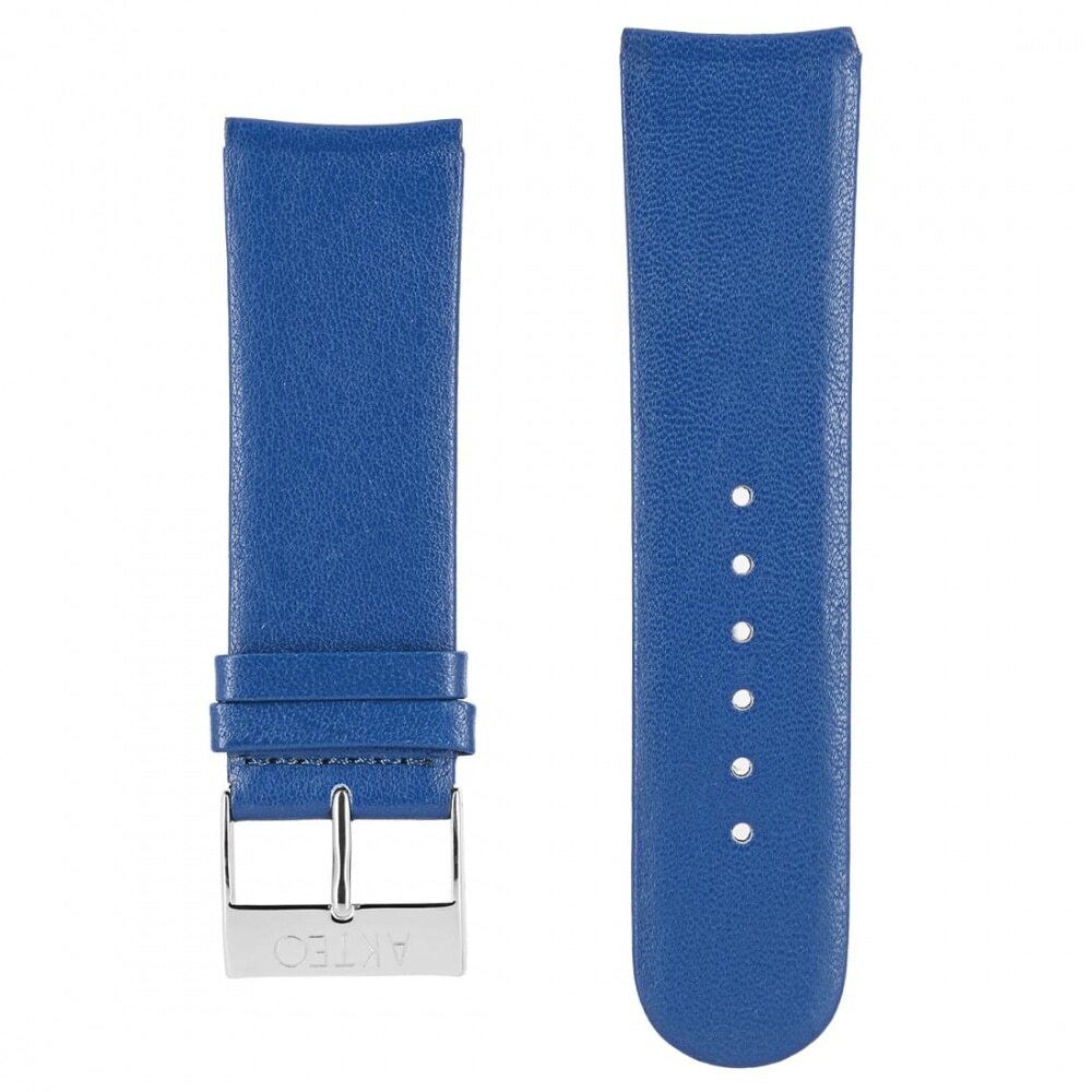 Bracelet plat montre Akteo 25 mm cuir bleu de haute manufacture