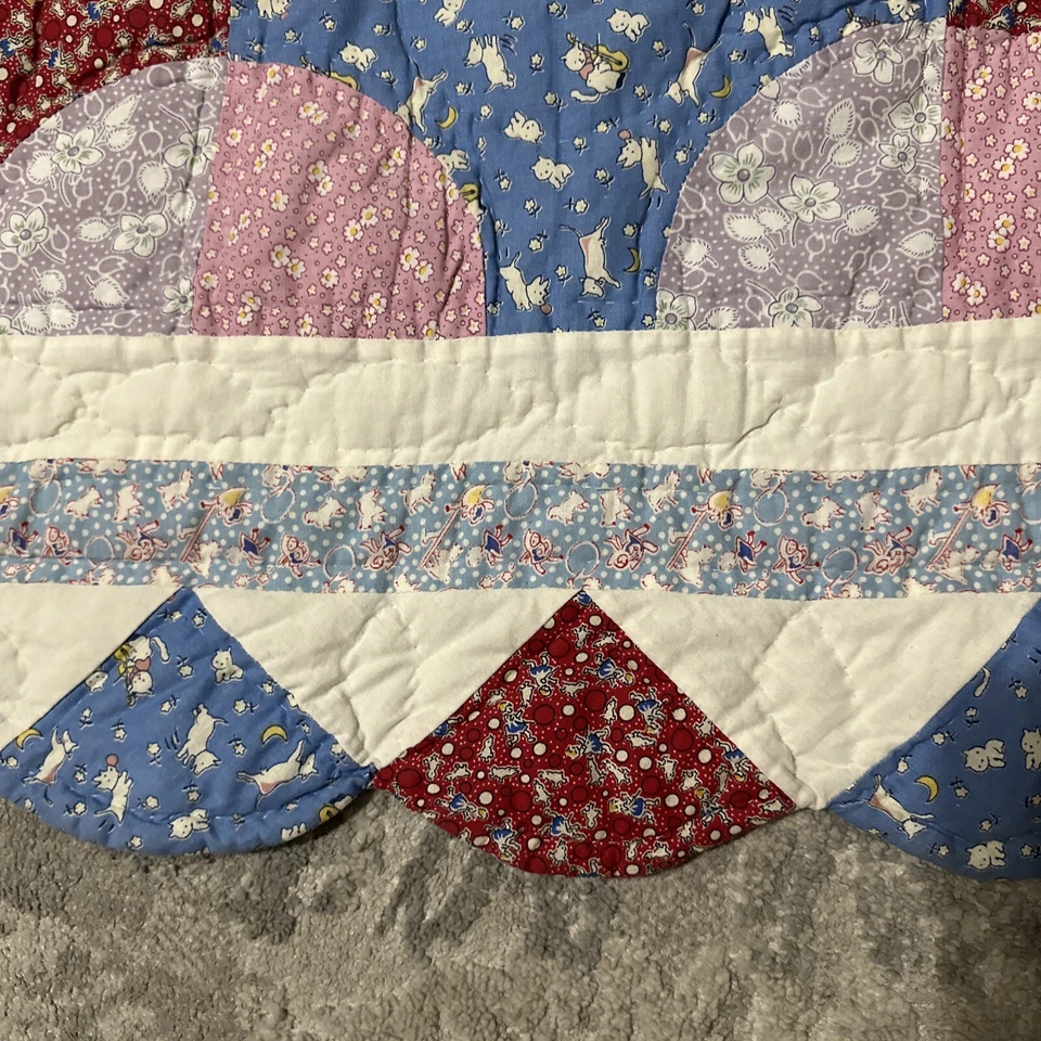 Colcha acolchada a mano multicolor vintage rara colección 1930 Foto 4 de 4