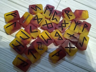 Elder Futhark 25 Piece Resin Rune Set ''Sunburst'' For Casting, Divination, Etc.