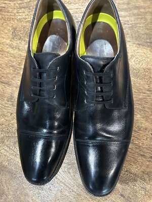 Florsheim Mens Size 10.5 Black Leather Cap Toe Derby Dress  display picture 2