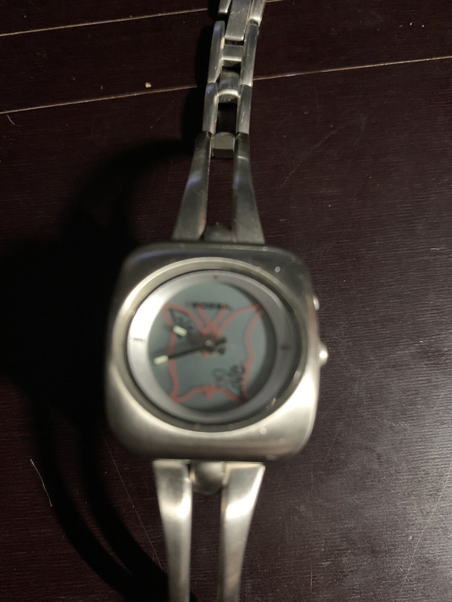 Fossil Big Tic Vintage Rare Womens Blue Kaleido Butterfly Watch 24mm New Battery Battery fossil big tic - Gem main image 2