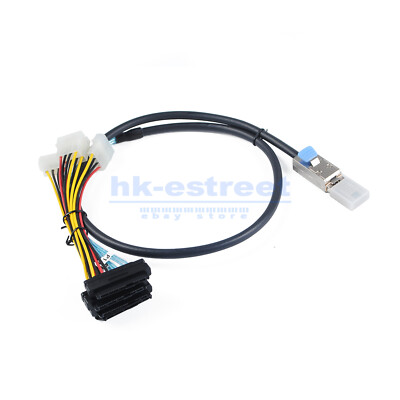 New External Mini SAS SFF-8088 26Pin to 4 SFF-8482 29Pin with IDE Power Cable 
