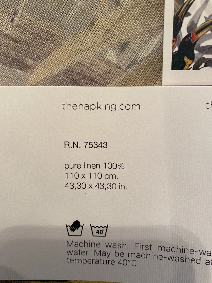 TheNapking Sicily New Toucan Foliage 100% Linen Table Cloth 43” By 43” ITALY - Image 4 of 4