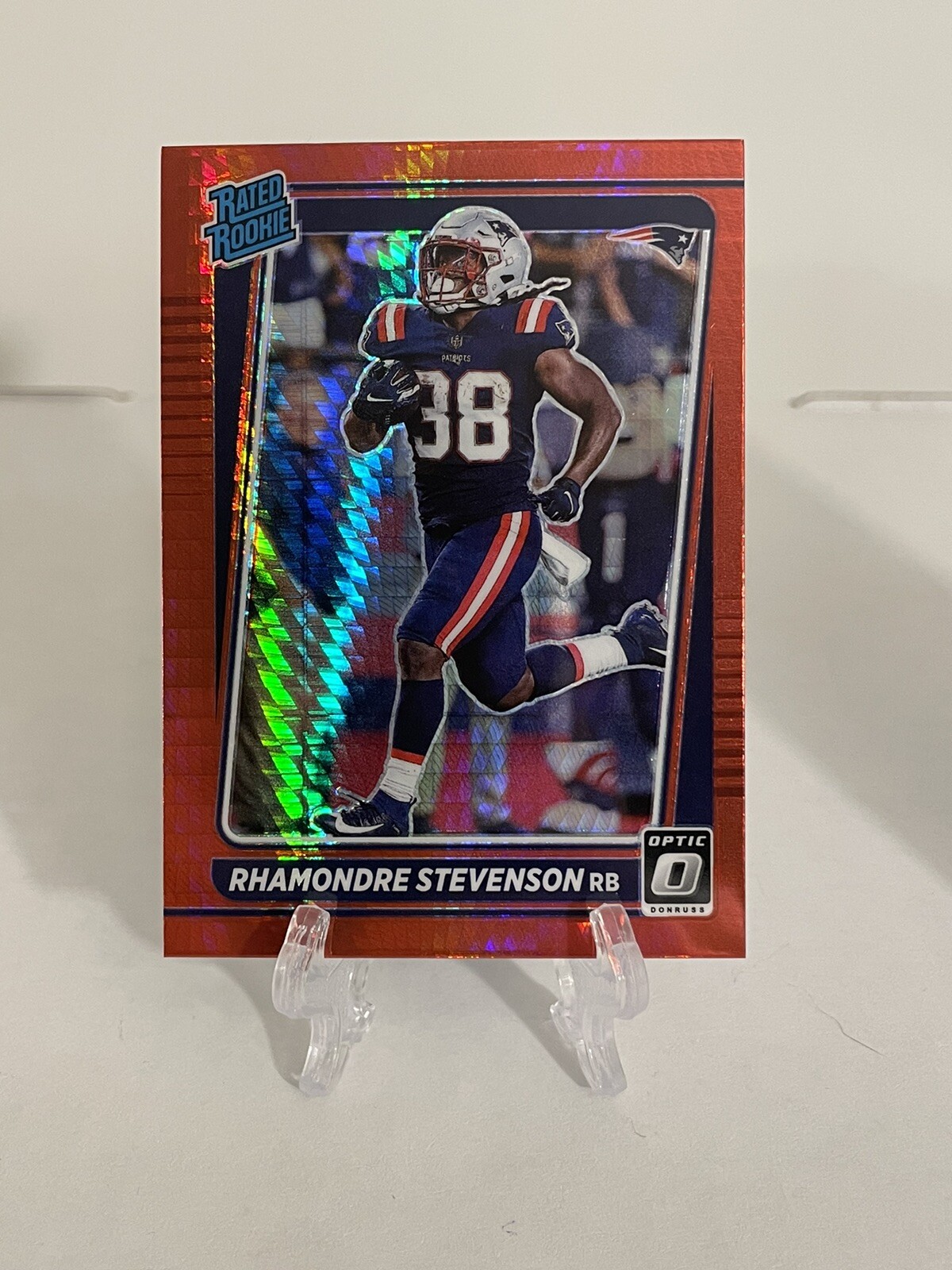 2021 Donruss Optic Rhamondre Stevenson Red Hyper Prizm Rated Rookie RC #237