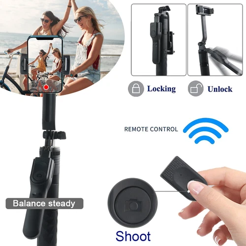Bâton Selfie 360° Trépied Télécommande Bluetooth Support Téléphone Bureau Support Bureau - Photo 4 sur 10