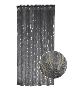 Schlaufenschal BxH 140x245cm grau Fertigschal Kombiband Verdunkelung Foliendruck - Bild 1 von 4
