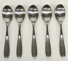 5PC RETRONEU TIVOLI CONTOUR SATIN STAINLESS SOUP SPOON FLATWARE LOT