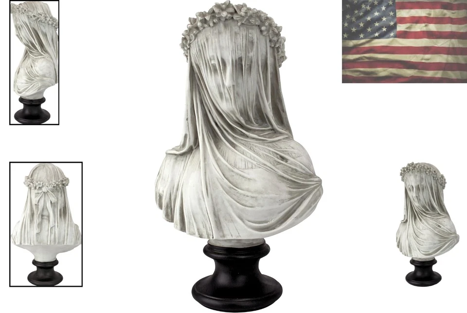 Escultura victoriana de busto de doncella velada - 14"" de alto, colección detallada Foto 2 de 4