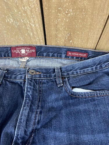 Lucky Brand Jeans Mens 38x32 Blue 361 Vintage Straight Denim Pants Faded Washout - Picture 4 of 17
