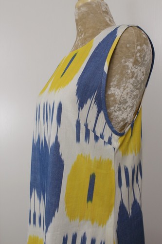Cotton ikat dress,Handmade blue sundress,Cotton boho dress,Uzbek ikat clothing - Picture 4 of 8