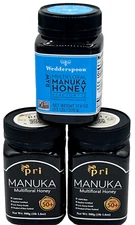 MANUKA  HONEY 2 JARS MGO 50+ PRI + 1 WEDDERSPOON -SET OF #3-FREE SHIPPING