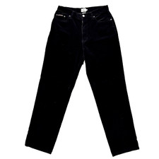 Vintage Calvin Klein Velvet Pants Women's Size 8 Black Crushed Straight Y2K 90s