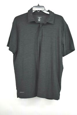 Layers Mens Black Qwick Dry Polo Short Sleeve Shirt Stretch Split Straight Hem L